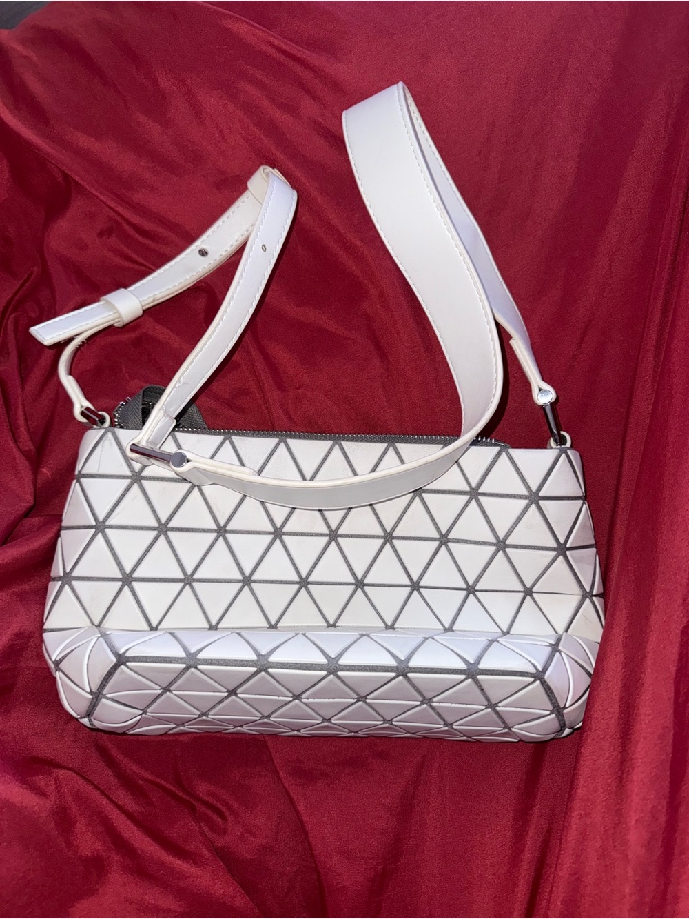 White Geometric Pattern Shoulder Bag - Women